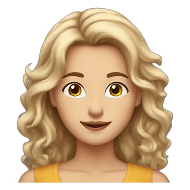 Very proud happy woman. Brown eyes and long wavy hair. Fair skin. She is a little cocky sticker
