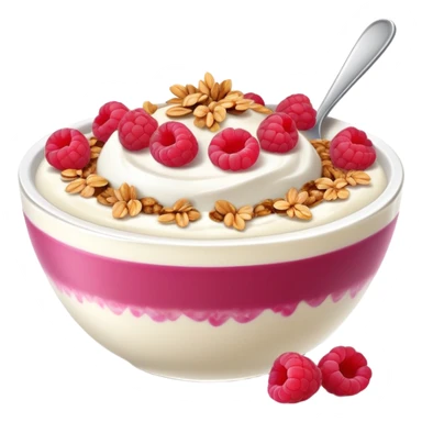 yogurt bowl with raspberries, coconut and granola  sticker