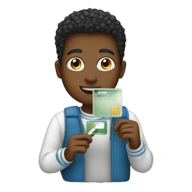 Student holding bank card sticker