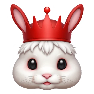 white cute bunny with red crown, funny sticker