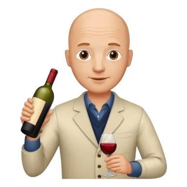 homme chauve avec une bouteille de vin sticker