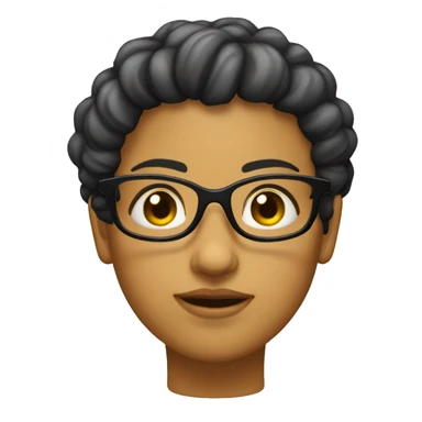 Chica con pelo suelto negro y lentes linda  sticker