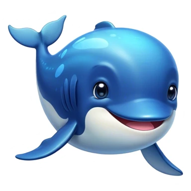 Cinematic Cute Humpback Whale Portrait Emoji, Head tilted playfully and inquisitively, featuring a softly rounded body with bright, sparkling eyes and an adorably expressive mouth, Simplified yet irresistibly adorable features, highly detailed, glowing with a warm, ocean-blue glow, high shine, affectionate and gentle, stylized with a touch of whimsical aquatic charm, soft glowing outline, capturing the essence of a friendly and endearing whale that seems as if it could sing its way into your heart! sticker