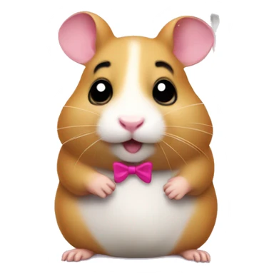 A hamster with a pink bow on its right ear with a sign, signaling that it does not understand sticker