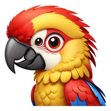 cinematic-cute-macaw-portrait-emoji,-head-tilted-playfully-and-inquisitively,-with-a-dazzling-red-plumage-and-round,-sparkling-eyes-filled-with-charm,-simplified-yet-irresistibly-adorable-features,-highly-detailed, white beak sticker