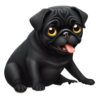 Black Pug eating sticker