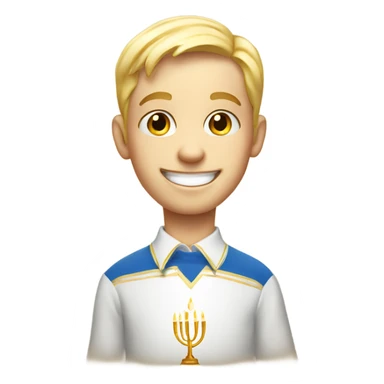 smiling blonde boy portrait with menorah  sticker