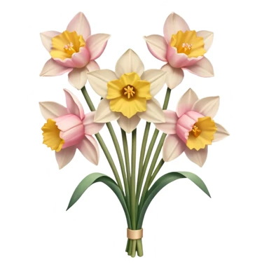 Pink and beige Daffodil bouquet  sticker