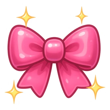 pink bow emoji, cute and shiny, with sparkles sticker