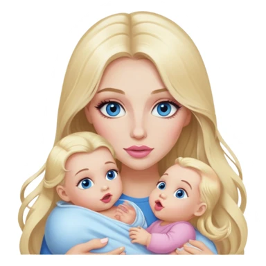 Blonde baddie with long hair Pretty makeup long lashes blue  eyes ,   light pink lips feeding baby sticker