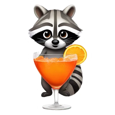 A raccoon drinking aperol spritz sticker