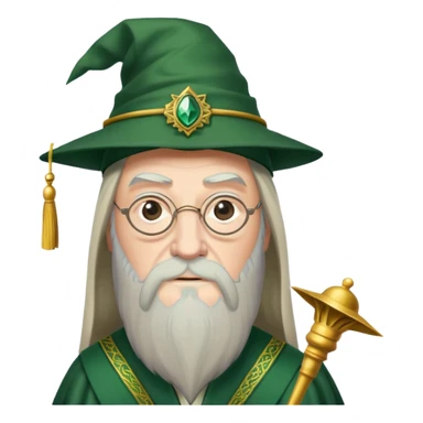 albus dumbledore from harry potter with green dumbledore headmaster tassel hat and decorative motifs sticker