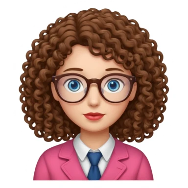 teacher blue eyes glasses curly brown hair long kind valentine sticker