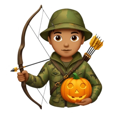 Hunter With Jack o Lantern, with bow and arrow sticker
