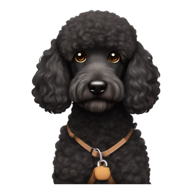 3 legs One Small unshaved Black Poodle with brown harness is  sleeping sticker