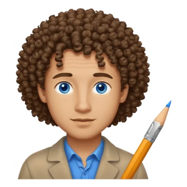 un professeur d'arts plastiques homme métisse aux cheveux bouclés et les yeux bleus sticker