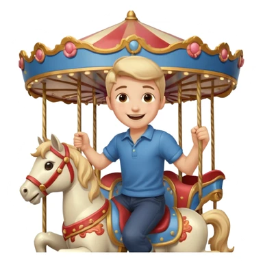 boy spinning inside of a carousel sticker