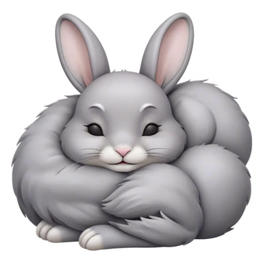 Meme-Worthy Cute Sleeping Grey Rabbit Portrait Emoji, Head resting peacefully with a contented smile, showcasing a delightfully compact build and a luxuriously soft grey fur, eyes shut in a serene nap, Simplified yet hilariously adorable features, highly detailed, glowing with a soft, drowsy light, high shine, relaxed and utterly lovable, stylized with an air of playful laziness, bright and heartwarming, soft glowing outline, capturing the essence of a comically sleepy bunny, so meme-worthy it feels like it could instantly become the next viral sensation of adorable slumber! sticker