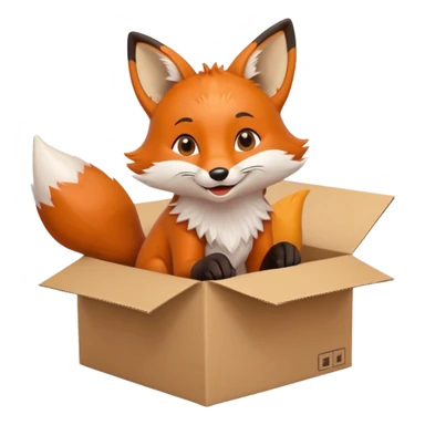 cheerful fox sitting in a box looking up playfully sticker