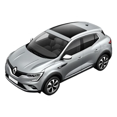 Renault Megane E-Tech electric car, top view, gray color, compact crossover sticker