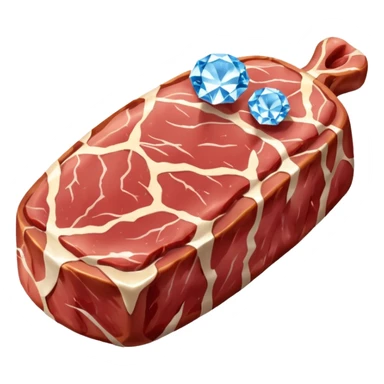 Meat with diamond textur and blue color sticker