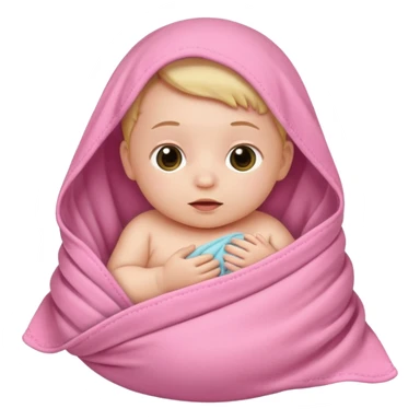 Newborn baby swalled in pink  sticker