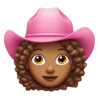 Brown girl with long brown curly hair with a pink cowgirl hat  sticker