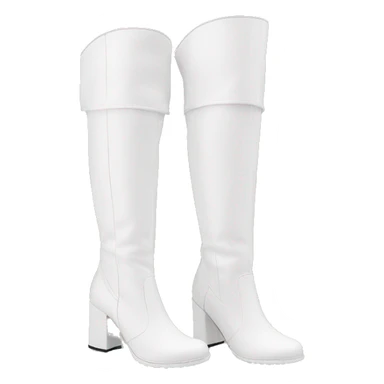 white knee high chunky heel boots sticker