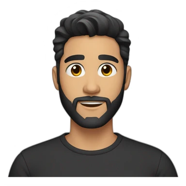 25 year old Hispanic man with a beard and thick eyebrows light skin, black shirt and side fades and a comb over sticker