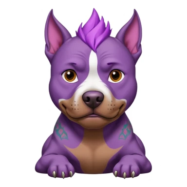 very tattoed brown face pitbull dog with purple spiky hair scary sticker