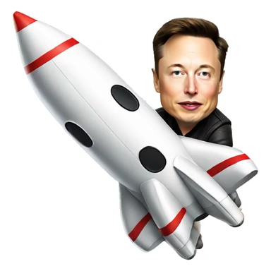 Elon Musk riding a flying space rocket sticker