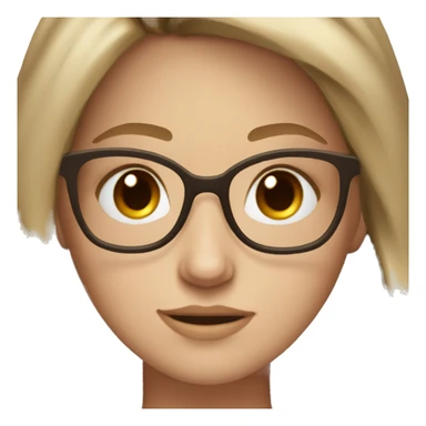 create a white girl rolling her eyes with dark blonde hair to her shoulders with grey eyes and big brown square-ish glasses  sticker