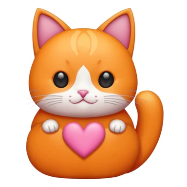 Gato naranja corazón rosa cuerpo entero kawaii sticker