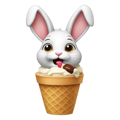 Rabbit eating ice cream sticker