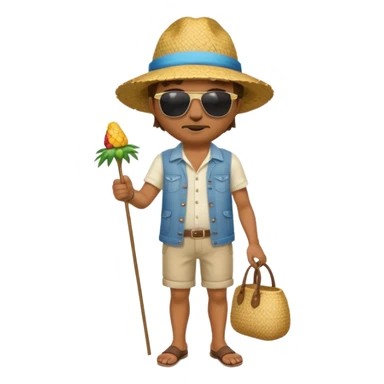 full body man with straw hat sticker