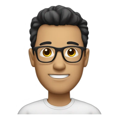 White man with black hair and big forhead wearing glasses sticker