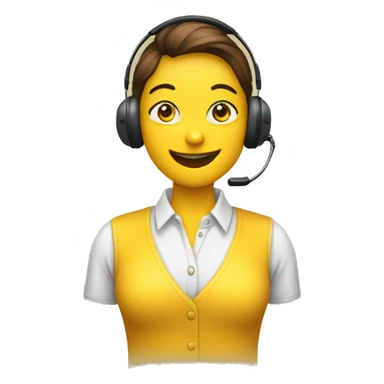 Você é um atendente de telemarketing crie uma emoji com uma blusa amarela e um fone sticker