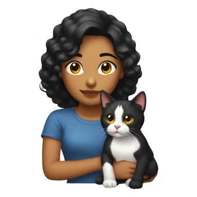 Gato negro con una chica pelo negro  sticker