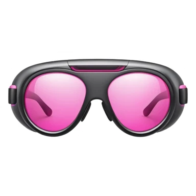 futuristic safety glasses with bright pink lenses, minimalist design sticker