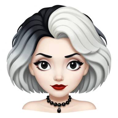 Cruella de Vil with black and white hair sticker