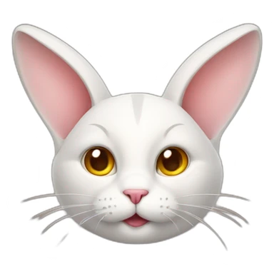 cat mixed with a bunny with an apple sticker