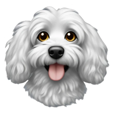 Black fluffy Doxiepoo with white hair on mouth sticker