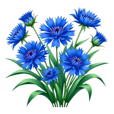 luxuriant, big bouquet Cornflower, stem, leaf sticker
