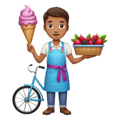 Vendor + berry cart,Ice Cream Vendor. sticker