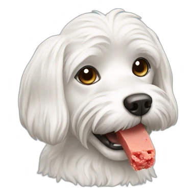 dog-maltese-eating-paste sticker