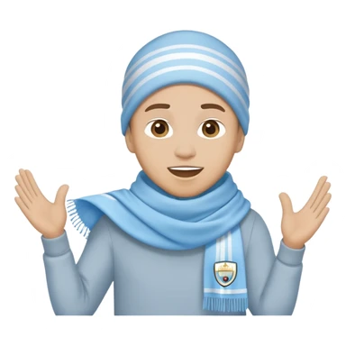 Manchester City fan cheering with sky blue scarf sticker