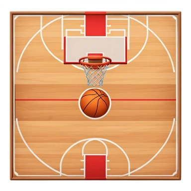 A miniature basketball court with a hoop and markings sticker