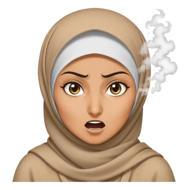 hijabi woman, furious expression, steam coming from ears sticker
