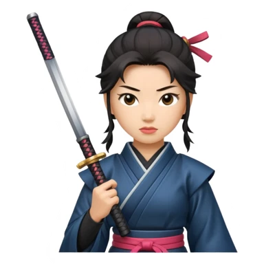 lady samurai holding with katana sticker