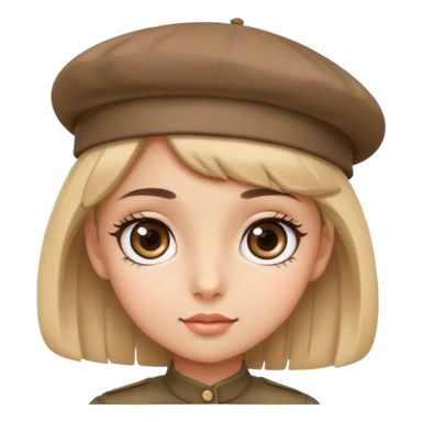 1. A girl with big, round eyes and long eyelashes, wearing a cute beret. sticker